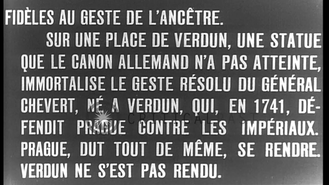 Wrecked buildings and statue after battle at Verdun, France. HD Stock Footage