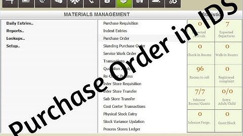 IDS NEXT 6.5 OR 7.0 | How to create Purchase order in IDS