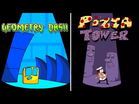 Pizza Tower level cards but it's Geometry Dash (animation)