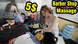 Vietnam Barber Shop Massage Face &amp; Head - Wash Hair with Beautiful Girl / ASMR Massage
