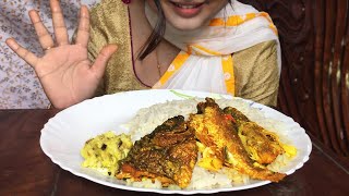 ASMR l Eating Spicy Tilapia Fish Curry, Parshe & Vola Fish With Rice