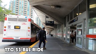 4k TTC Route 53 Bus Ride From Townsend Rd To Finch Subway Station