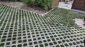 turf stone #permeable #paving system with monster grass synthetic turf grass inserts #workinprogress