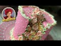 Split Cake Tutorial / Pretty Pink Valentine Cake with Buttercream Tulips