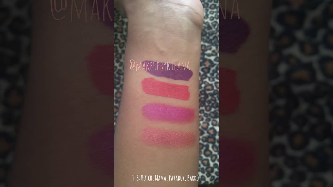 ColourPop Hutch, Mama, Love Bug, Paradox & Bardot on dark skin. Fall 2016