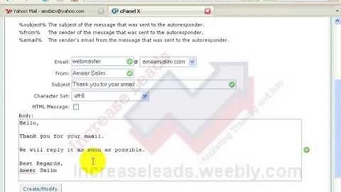 How to set up autoresponder with Cpanel