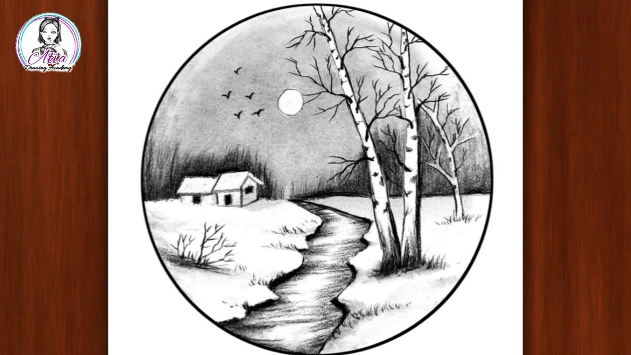 Birch trees landscape drawing with easy ways by pencil | How to draw ...