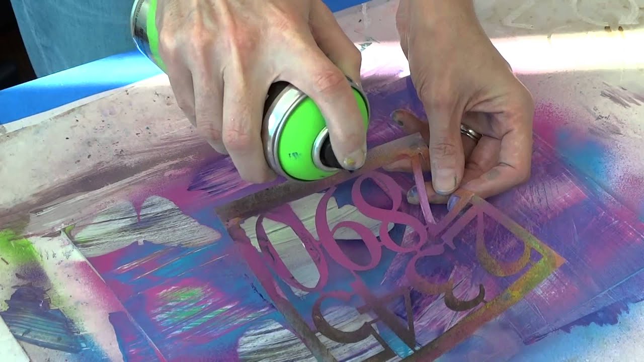 Stencil Girl Stencils with liquitex spray paint - YouTube