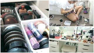 CLEANING OUT MY MAKEUP COLLECTION PART 1 // Declutter & Organisation Vlog // Rachael Jade