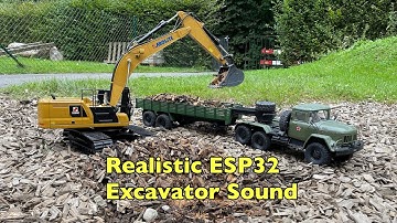 KABOLITE K336 CAT Excavator With DIY ESP32 Sound Controller Loading 3D Printed ZIL-137 10x10 Truck