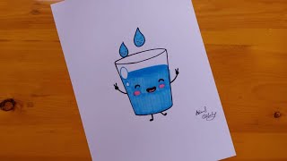 رسم الماء حياه || رسم كاس ماء || Water drawing || Su çizimi || Puisage d'eau || Dibujo de agua
