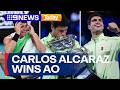 Carlos Alcaraz wins Australian Open final, defeating Novak Djokovic | 9 News Australia