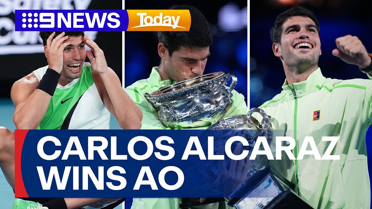 Carlos Alcaraz wins Australian Open final, defeating Novak Djokovic | 9 News Australia