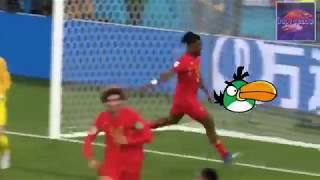 [HD] Michy Batshuayi kicks the ball into his own face on "Angry Bird"!! [Football World Cup]