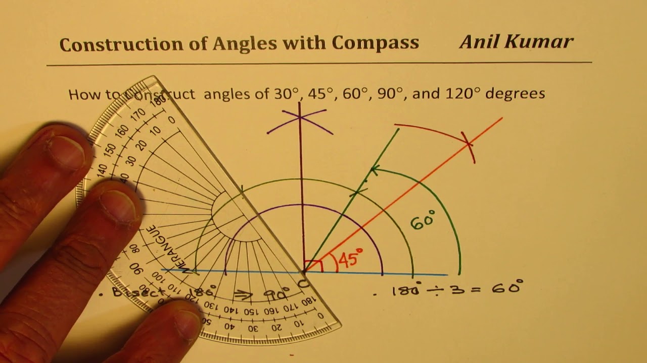 Construction of Angle 60 degrees and 30 degrees