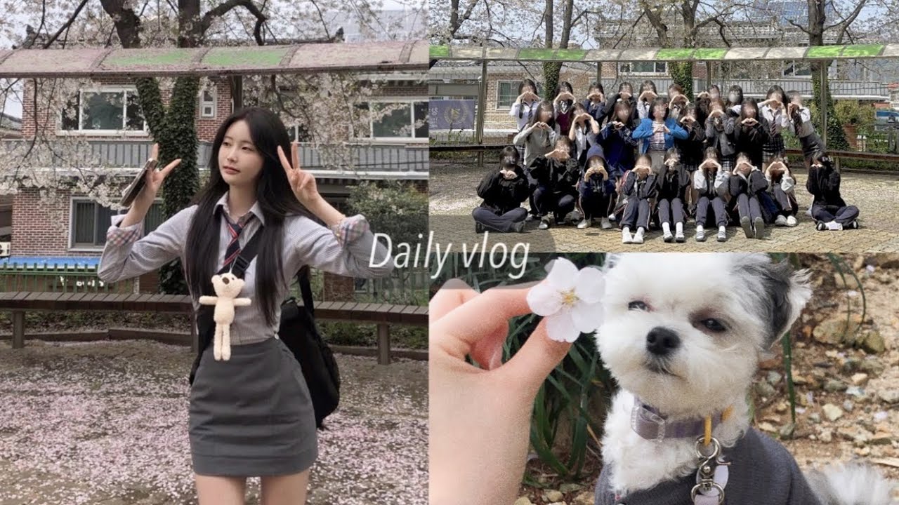 vlog. 벚꽃의 꽃말이 중간고사라면서요 ㅠ..? 🌸 | 07년생 학교 브이로그 | 시험 기간 | 공차 펄볶이
