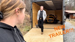 CHECK OUT OUR BRAND NEW TRAILER!#trailer #equipment #lawncare #mowing #workingcouple #hardwork