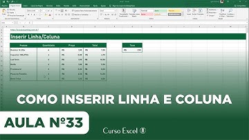Como Inserir Linha e Coluna - Curso Excel