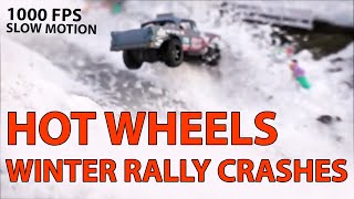 Hot Wheels Cars Winter Rally Crashes Compilation 2020 Slow Motion 1000fps