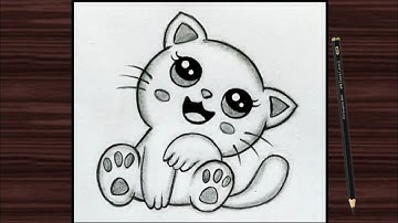 How to draw a Cute cat 🐱 | Cute cat drawing kids & beginners | Easy cat drawing step by step 