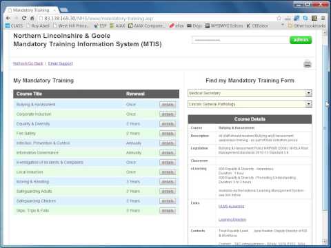 NHS Staff Mandatory Training Website
