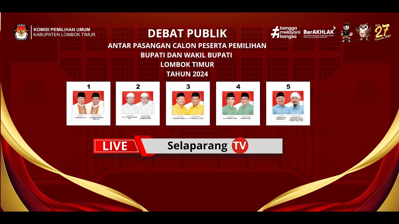 DEBAT PUBLIK ANTAR PASANGAN CALON PESERTA PEMILIHAN BUPATI DAN WAKIL BUPATI LOMBOK TIMUR TAHUN 2024