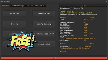 ST MTK Tool V1.1.3 Free Universal MTK Features FRP, Mi Account, Bootloader Unlocking/Relocking