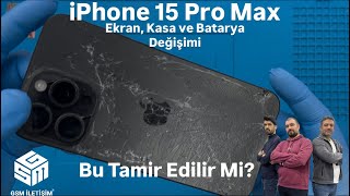 iPhone 15 Pro Max Ekran Değişimi, Kasa ve Batarya Yenileme Full Restorasyon 🇹🇷