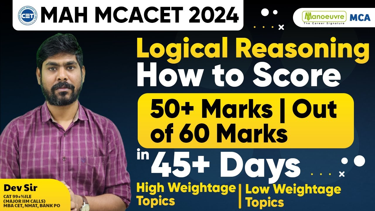 MAH MCA CET 2024 - How To Score 50+ Marks in Logical Reasoning | Last ...