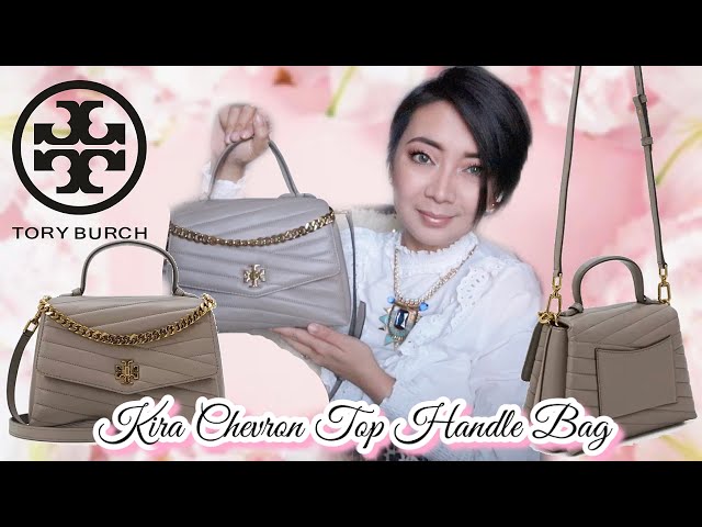 Tory Burch Kira Chevron Top Handle in Grey Heron Unboxing and What fits  (The Best Top Handle Bag) 