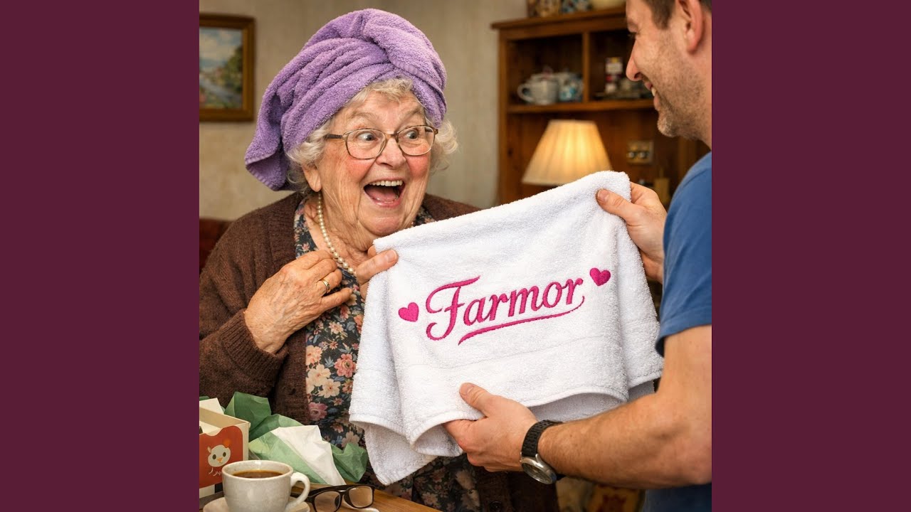 Håndkle med farmor på