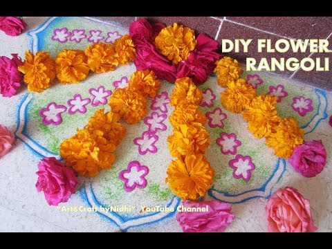 navratri special rangoli- DIY NEW Flower Rangoli Decoraion Video