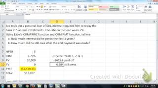 Using CUMPRINC and CUMIPMT functions