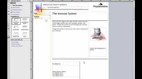 Using MS Publisher to create a website.