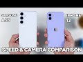Samsung a55 vs iphone 12 speed test  camera comparison  zeibiz