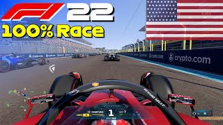 F1 22 - 100% Race Miami, USA in Chuck Leclerc's Ferrari | PS5