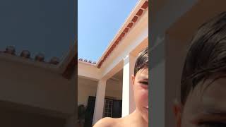 Ice Bucket Challenge And Jumping In Cold Pool.