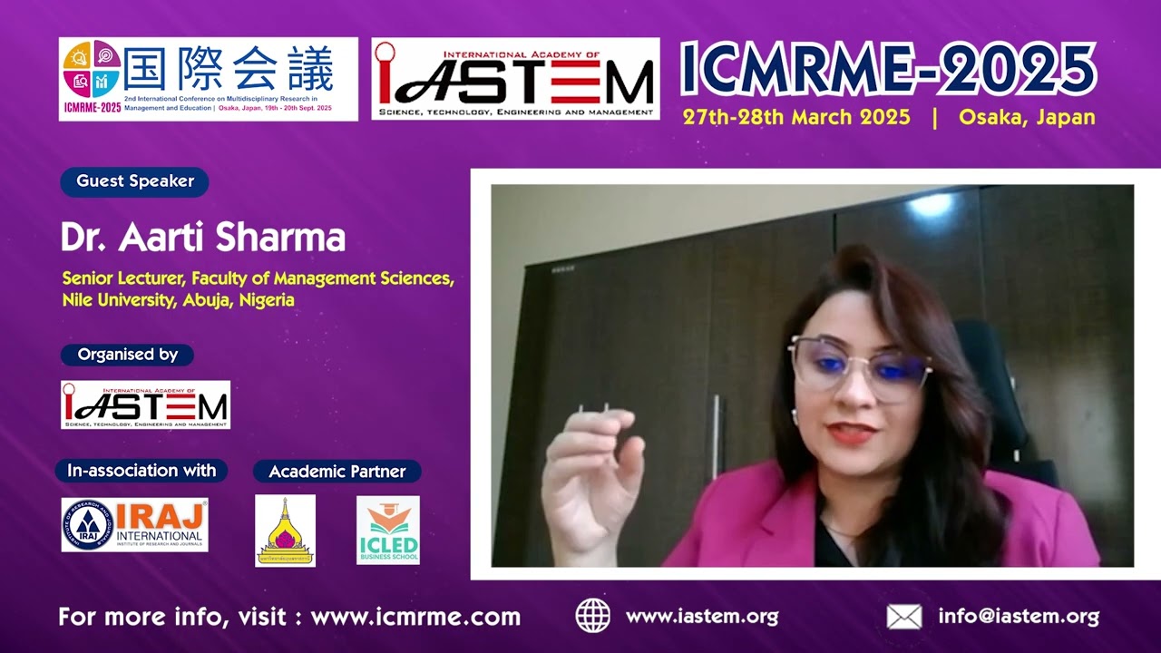 Presentation by Dr. Aarti Sharma | Osaka International Conference | Nile University of Nigeria