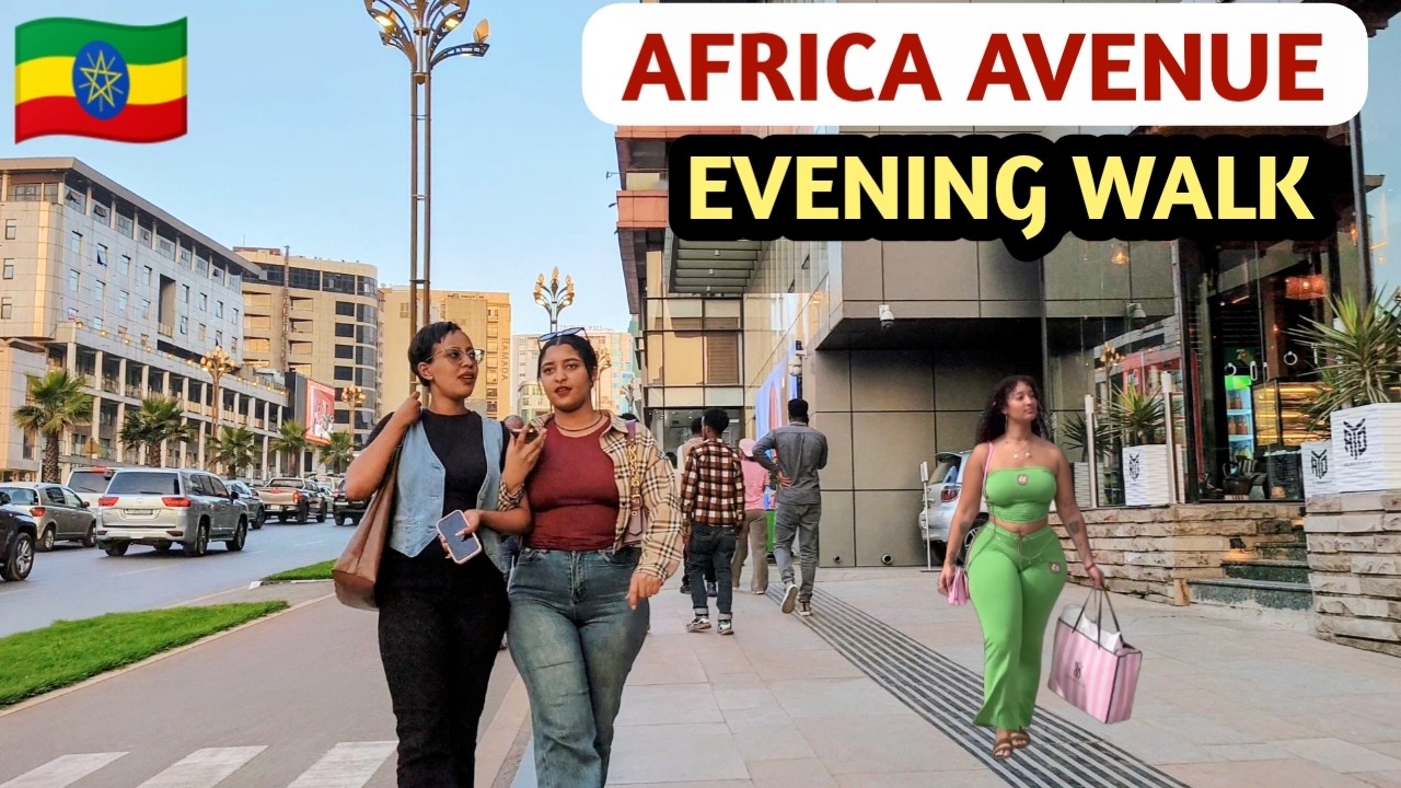 Addis Ababa Bole 🇪🇹 Stunning Evening View. Africa Avenue Walking Tour ...