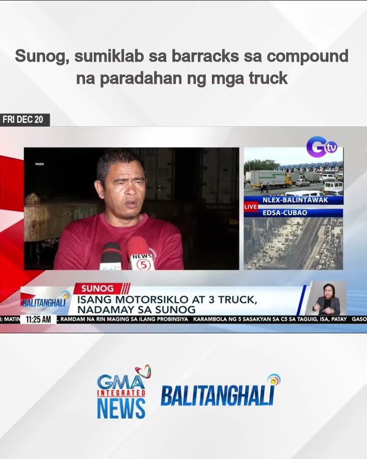 Sunog, sumiklab sa barracks sa compound na paradahan ng mga truck | Balitanghali