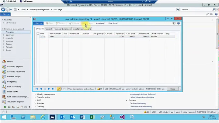 Inventory Journals in AX 2012 R3