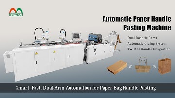 Enhance your paper bag production efficiency with our 2 robot arm Paper Bag Handle Pasting Machine.