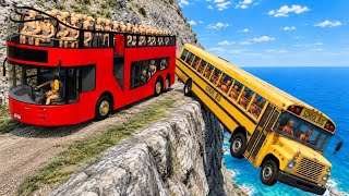 Crazy Bus Crash On A Mountain Cliff 🌊🤯 | BeamNG Drive #289!