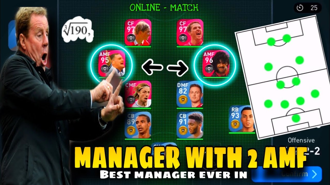 Manager with 2 AMF & Best Counter Attacking Manager Pes 2021 Mobile .