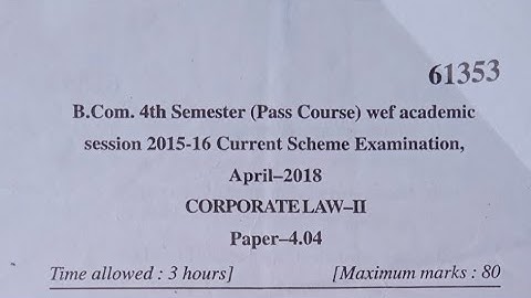 B.Com(Pass) 4th semester|| Corporate law|| MDU Question Paper