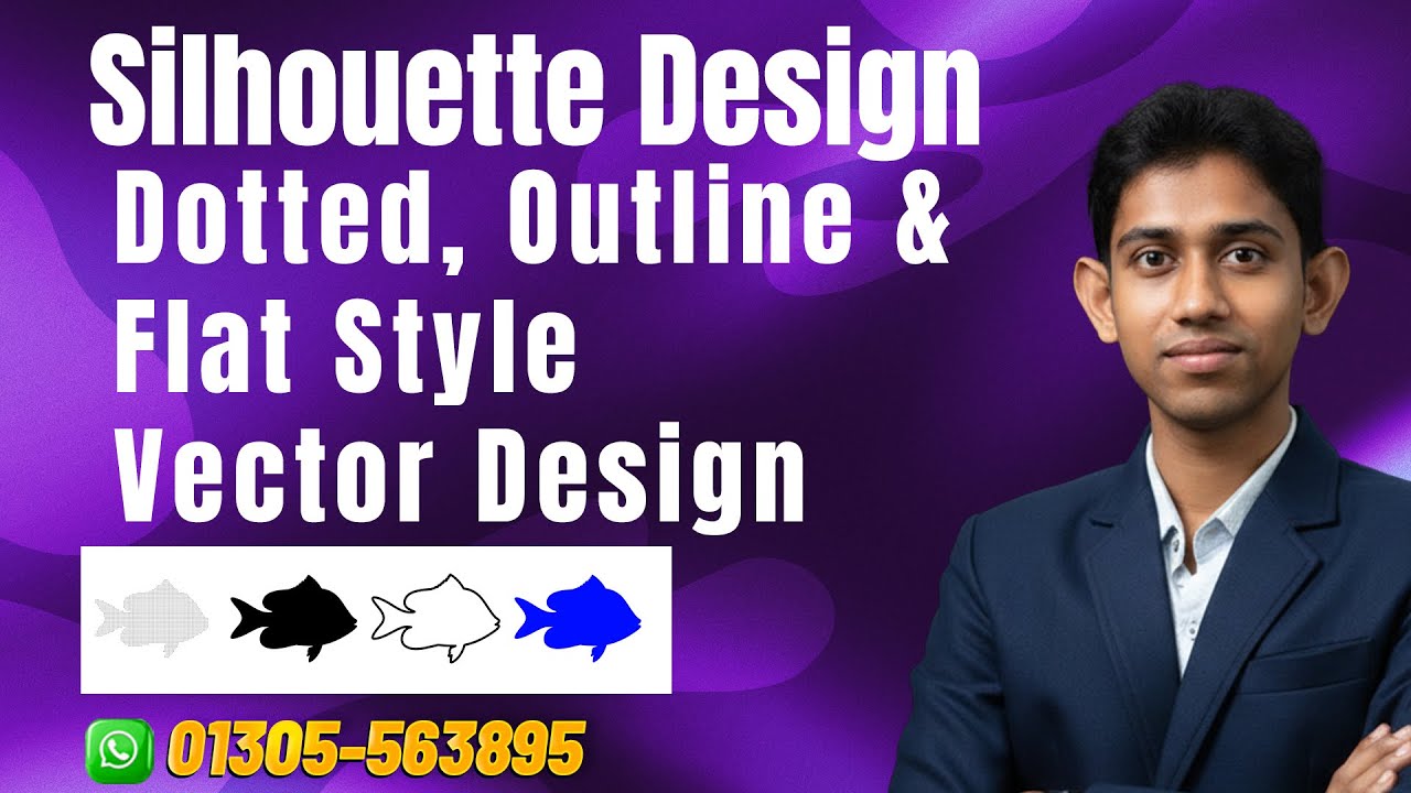 Fish Silhouette Design: Dotted Pattern, Outline & Flat Style