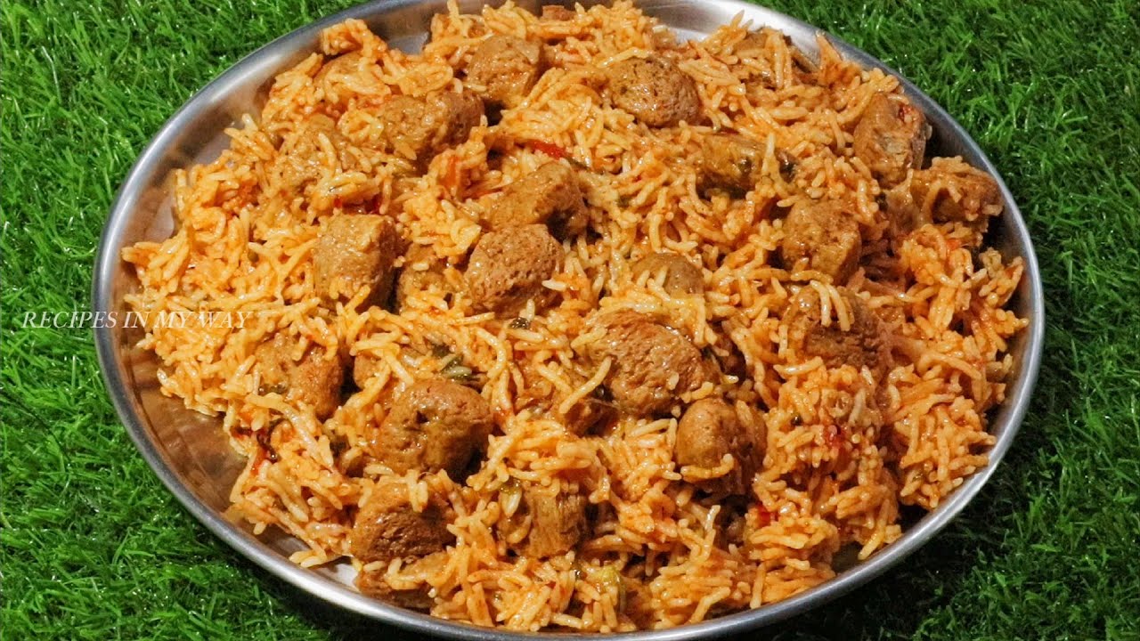 LUNCH BOX RECIPE - SOYA TOMATO PULAO - LUNCH BOX RECIPE IN TAMIL - தக்காளி சோயா புலாவ்