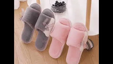 2020 New slippers women bowknot household cotton leisure lady plush slipper factory price