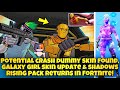 Fortnite Encrypted CRASH DUMMY SKIN, GALAXY GIRL UPDATE &amp; SHADOW RISING PACK RETURNS! Fortnite BR