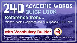 240 Academic Words Quick Look Ref from "Nancy Etcoff: Happiness and its surprises | TED Talk"